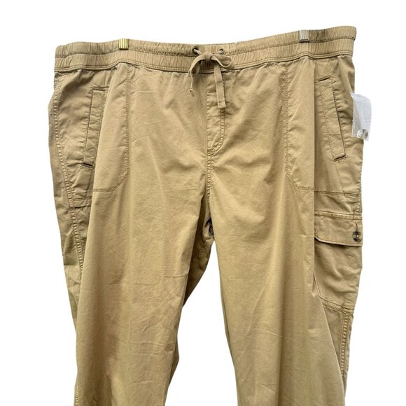 SONOMA Cargo Pants Plus Size 20W Khaki Tan Crop Capris Utility Pull on NWT - Picture 2 of 11